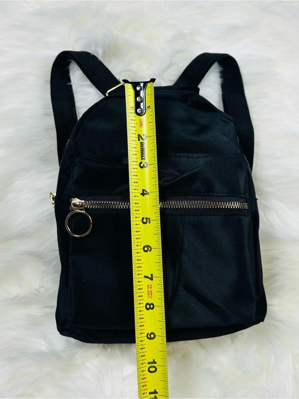 Black Kids Mini Backpack with Gold Zip Accent